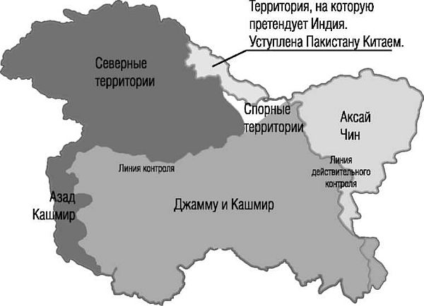 Карта территориального деления Кашмира Карта территориального деления Кашмира